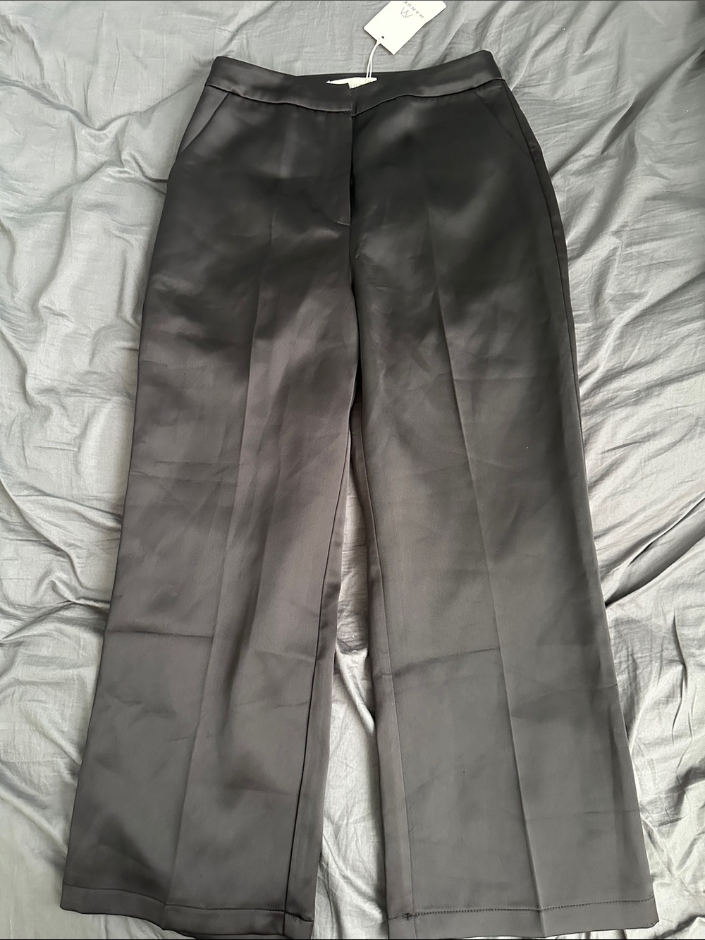 Manuka Black Boot Cut Satin Dress Pants